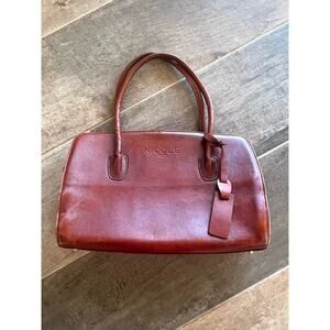 Nicole Christian Italy Italian Leather Hand Shoulder Bag Purse Tan Brown